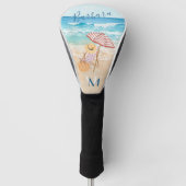 Waterverf Monogram Naam Strand Thema  Golfheadcover (Voorkant)