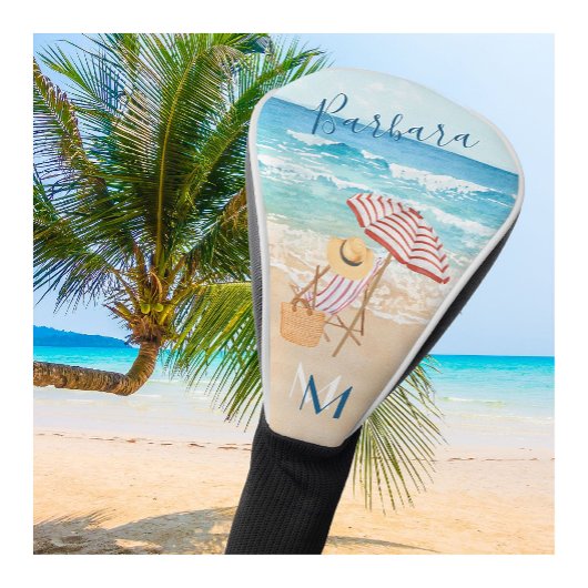 Waterverf Monogram Naam Strand Thema  Golfheadcover