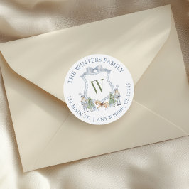 Waterverf Monogram Notenkraker Crest Adres Ronde Sticker