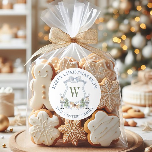 Waterverf monogram notenkrakerkorst ronde sticker