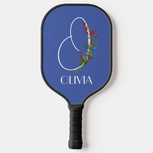 Waterverf monogram O blauw Pickleball Paddle (Achterkant)