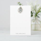 Waterverf monogram oester bedankkaart (Staand voorkant)