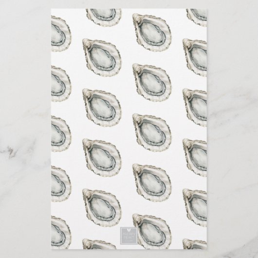 Waterverf monogram oester briefpapier (Achterkant)