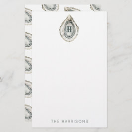 Waterverf monogram oester briefpapier