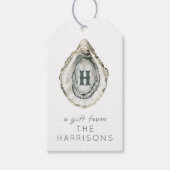 Waterverf monogram oester cadeaulabel (Voorkant)