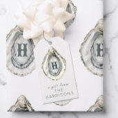 Waterverf monogram oester cadeaulabel