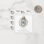 Waterverf monogram oester notitiekaartje (Voorkant / Achterkant in situ)