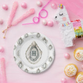 Waterverf monogram oester papieren bordje (Feest)