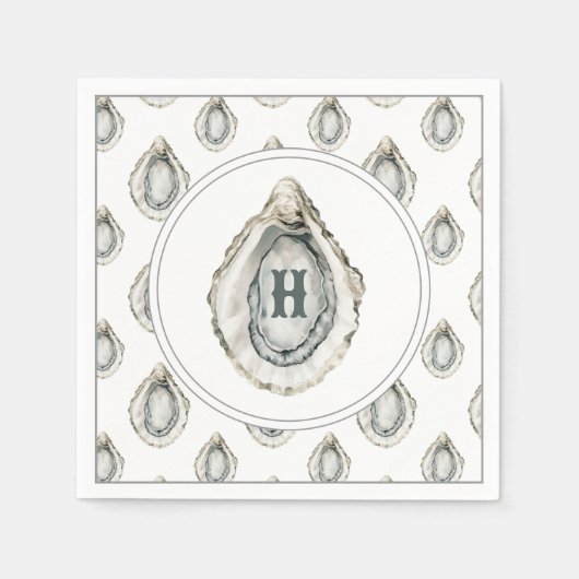 Waterverf monogram oester servet (Voorkant)