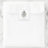 Waterverf monogram oester vierkante sticker (Tas)