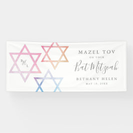 Waterverf Monogram Ombré Bat Mitzvah Foto Spandoek