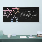 Waterverf Monogram Ombré Bat Mitzvah Foto Spandoek (Beurs)