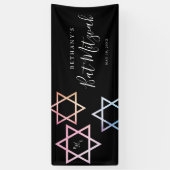 Waterverf Monogram Ombré Bat Mitzvah Foto Spandoek (Verticaal)