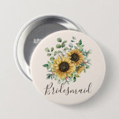 Waterverf Monogram Oude Landelijke Zonnebloem Ronde Button 7,6 Cm (Voorkant /achterkant)