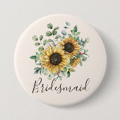 Waterverf Monogram Oude Landelijke Zonnebloem Ronde Button 7,6 Cm (Voorkant)