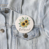Waterverf Monogram Oude Landelijke Zonnebloem Ronde Button 7,6 Cm (In situ)