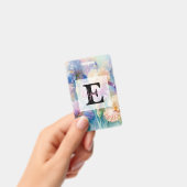 Waterverf monogram paarse iris bloemen badge (Handheld)