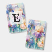 Waterverf monogram paarse iris bloemen badge (Voor- en achterkant)