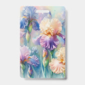 Waterverf monogram paarse iris bloemen badge (Achterkant)
