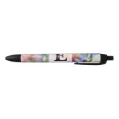 Waterverf monogram paarse iris bloemen zwarte inkt pen (Bodem)