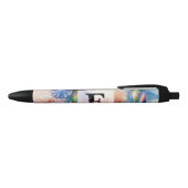 Waterverf monogram paarse iris bloemen zwarte inkt pen (Bovenkant)