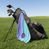 Waterverf Monogram Paarse Turquoise Stripes Paint Golfhanddoek (Groen)