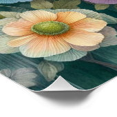 Waterverf monogram pastelkrijt op blauwgroen hout perfect poster (Hoek)