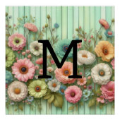 Waterverf monogram pastelkrijt op groen hout perfect poster (Voorkant)