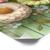 Waterverf monogram pastelkrijt op groen hout perfect poster (Hoek)