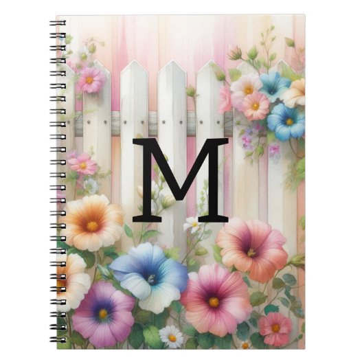 Waterverf monogram pastelkrijt op wit hout notitieboek (Voorkant)