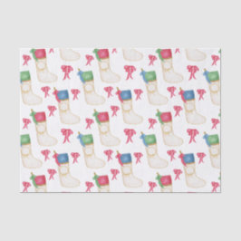 Waterverf Monogram Personaliseer Kerstmis kous Tissuepapier