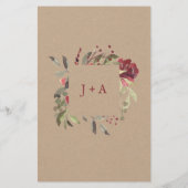 Waterverf monogram Roos Burgundy (Achterkant)