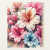 Waterverf monogram roze blauwe azalea's planner (Achterkant)