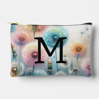 Waterverf monogram roze blauwe paardenbloemen  etui