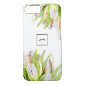 Waterverf Monogram roze en groene tulpen Case-Mate iPhone Case (Achterkant)