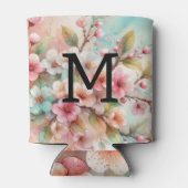 Waterverf monogram roze kersenbloesem blikjeskoeler (Achterkant)