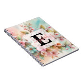 Waterverf monogram roze kersenbloesem notitieboek (Rechterzijde)