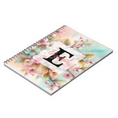 Waterverf monogram roze kersenbloesem notitieboek (Linkerzijde)