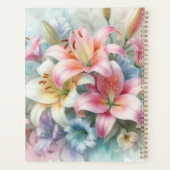 Waterverf monogram roze lelies bloemen planner (Achterkant)