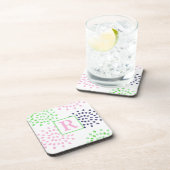 Waterverf Monogram roze marinebloemen Bier Onderzetter (Rechterzijde)