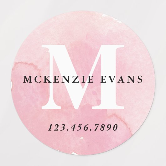 Waterverf Monogram roze waterdicht Labels (Design 2)