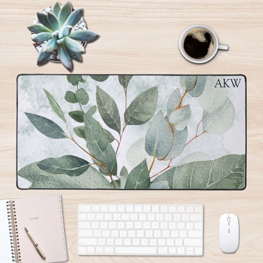 Waterverf Monogram Rustieke Salie Groenelementen Bureaumat