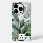 Waterverf Monogram Rustieke Salie Groenelementen Case-Mate iPhone Case (Achterkant)