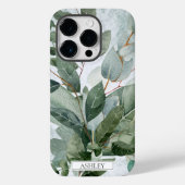 Waterverf Monogram Rustieke Salie Groenelementen Case-Mate iPhone Case (Achterkant)
