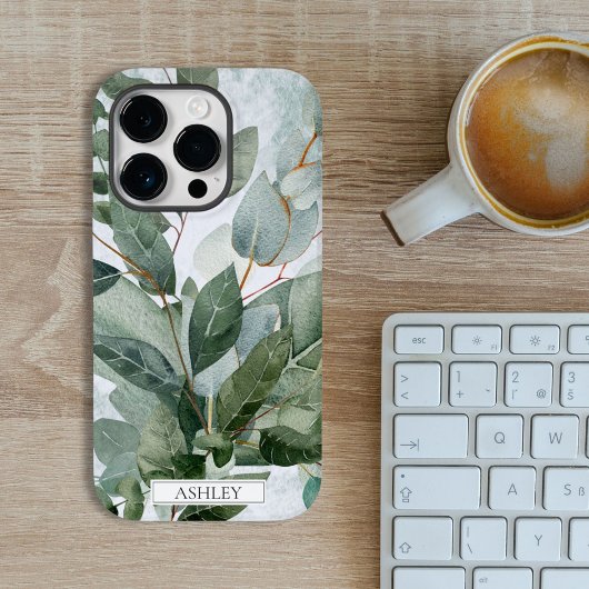 Waterverf Monogram Rustieke Salie Groenelementen Case-Mate iPhone Case