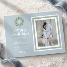 Waterverf Monogram Schrift Foto Platte Kerstkaart