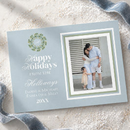 Waterverf Monogram Schrift Foto Platte Kerstkaart