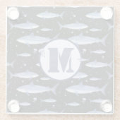 Waterverf Monogram Shark Jellyfish Pattern Black Glazen Onderzetter (Achterkant)