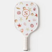 Waterverf Monogram Strand Schelp Pickleball Paddle (Achterkant)