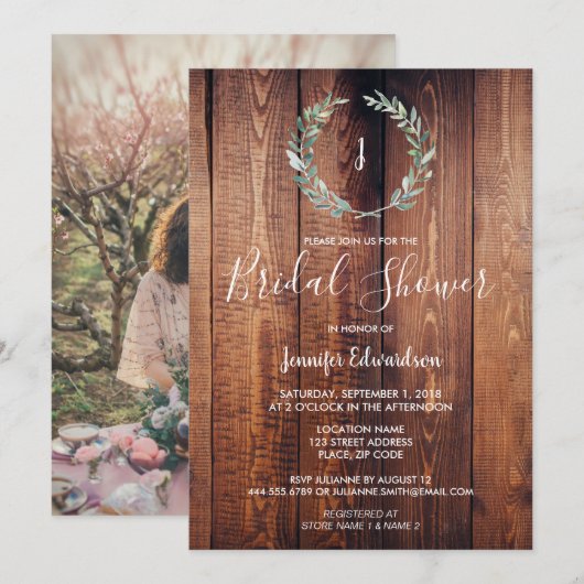 Waterverf monogram Vrijgezellenfeest Kaart (Voorkant / Achterkant)